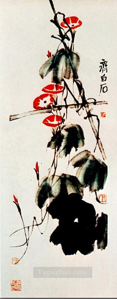 斉白石ヒルガオとブドウの古い中国の墨油絵